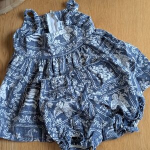 Reyn Spooner Blue and White Floral Diaper Cover
